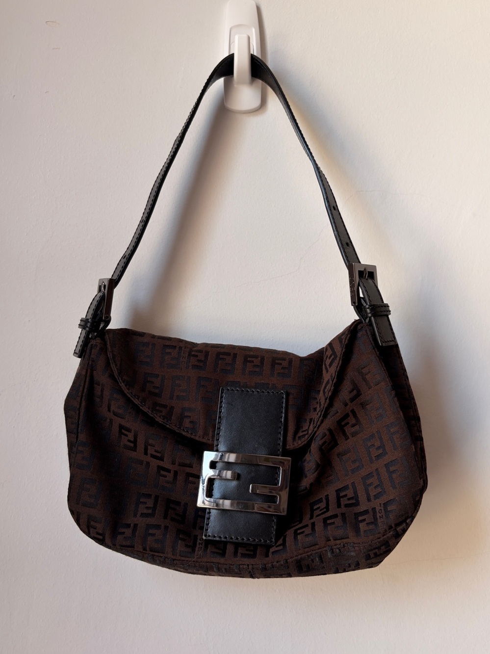 Vintage Fendi Baguette Zucchino Double Flap